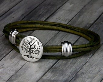 Tree of Life Leather Bracelet -  Leather Wrap Bracelet - Unisex Leather Bracelet - Mens Leather Bracelet - Womens Leather Bracelet - Tree