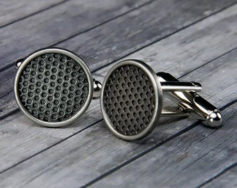 Round Honeycomb Cufflinks - Honeycomb Cuff Links - Mens Accessories - Mens Gift - Groom Gift - Honeycomb - Gift for Him - Bee - Bee Jewelry