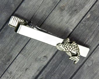 Koi Fish Tie Clip Koi Fish Tie Bar Silver Tie Clip Mens Accessories Koi Fish Gift for Men Christmas Gift for him Mens Gift Men Fish Tie Bar