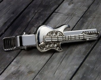 Guitar Tie Clip - Guitar Tie Bar -  Mens Accessories - Wedding - Gifts for Him - Groomsmen Gift - Groom Gift - Guitar - Mens Jewelry - Music