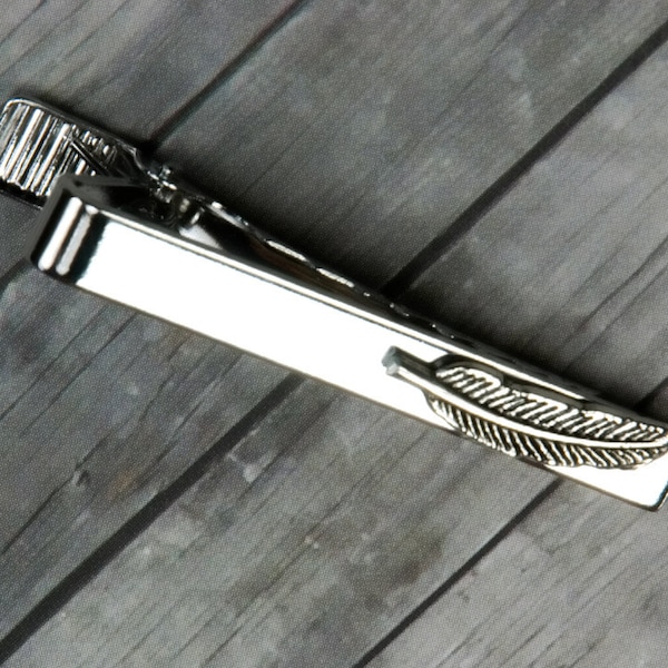 Feather Tie Clip - Feather Tie Bar - Mens Accessories - Wedding - Gifts for him - Groomsmen gift - Mens Jewelry - Feather - Gifts for Dad