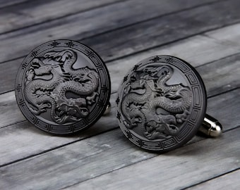 Double Dragon Cufflinks - Double Dragon Cuff Links - Mens Accessory - Mens Gift - Groomsmen Gifts - Fantasy - Fathers Day - Gift for him