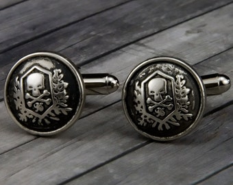 Mercenary Skull Cufflinks - Mercenary Cuff Links - Mens Accessories - Mens Gift - Revolution - Fable - Valentines Day - Gift for Him - Skull