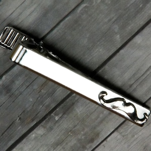 Mustache Tie Clip - Mustache Tie Bar - Mens Accessories - Mens Jewelry - Wedding - Gift for Men - Mustache - Manly gift - Anniversary - Mens