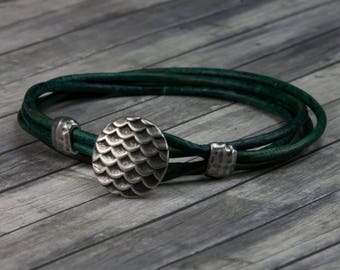 Mermaid Leather Bracelet Mermaid Jewelry Leather Wrap Bracelet Womens Leather Bracelet  Mens Leather Bracelet Dragon Jewelry Dragon Bracelet