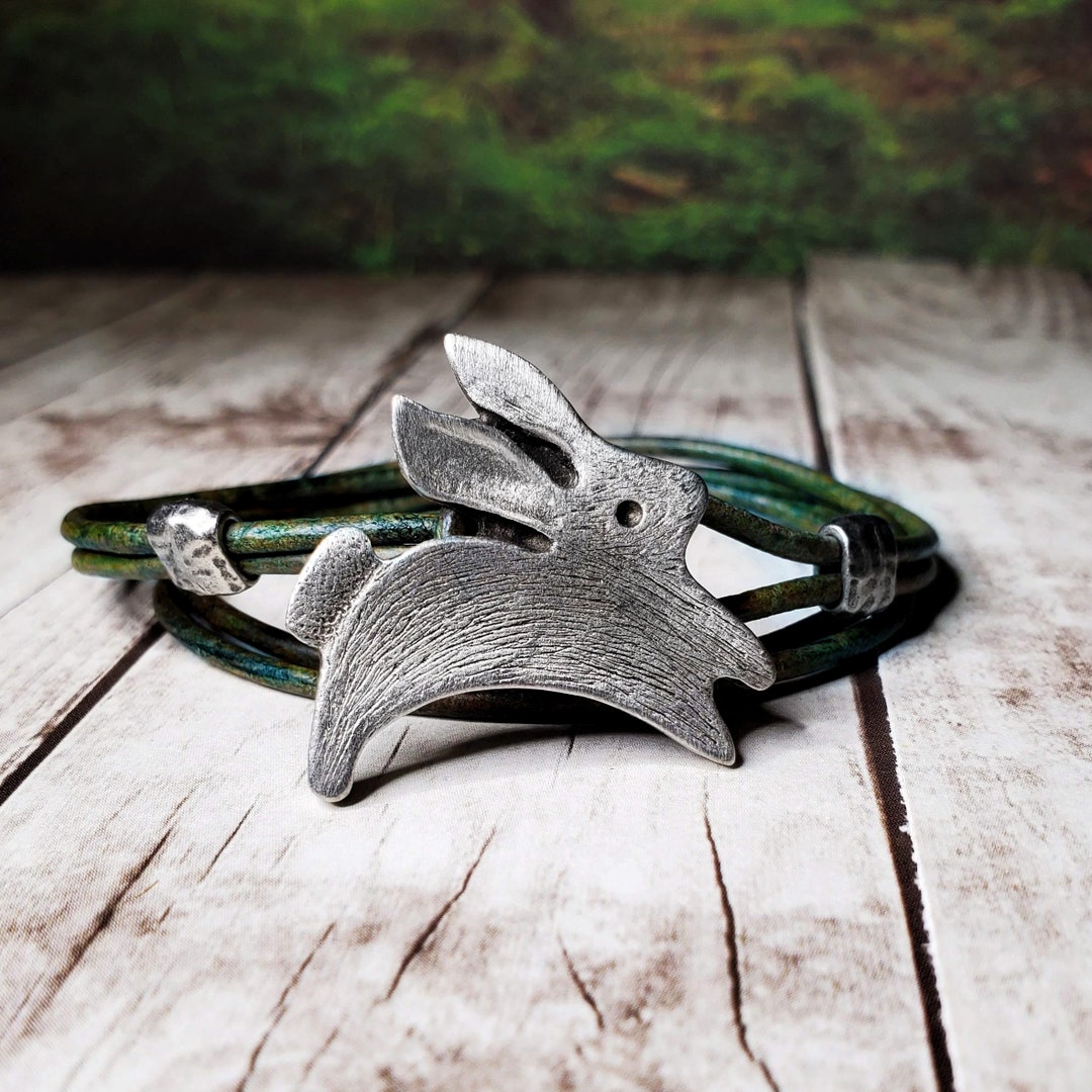 Bunny Leather Bracelet - Leather Wrap Bracelet - Womens Leather ...