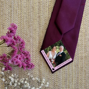 Cravate photo personnalisée avec message thermocollant - cadeau du jour du mariage / étiquette personnalisée / photo / cadeau du père de la mariée / cadeau du marié