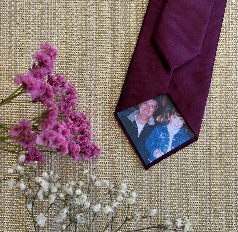 Personalised Photo Tie Iron on wedding day gift / custom label / photo image 1