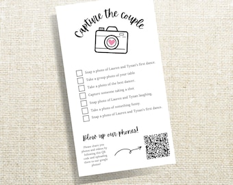 Capture the couple photo scavenger hunt wedding game card / Wedding template/ customisable/CHECKLIST PDF Download Canva  QR Code template