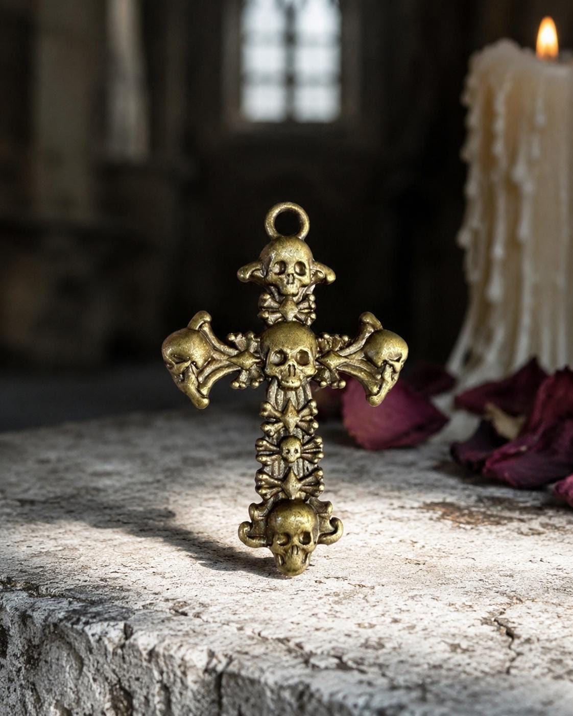 Gothic Skull Cross Necklace - Etsy