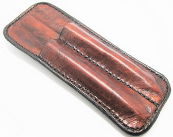 Double leather belt holster for pen - Smooth