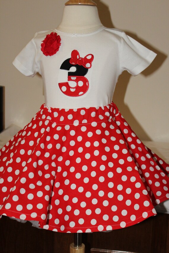 Girl 3rd Birthday Outfit Red And White Polka Dot Skirt Girls Etsy