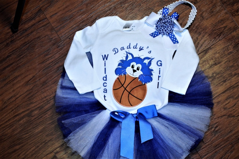 Paw Paw Wildcat outfit blue and white tutu basketball bodysuit mommy/'s Daddy/'s baby shower gift Kentucky Wildcats baby girl outfit