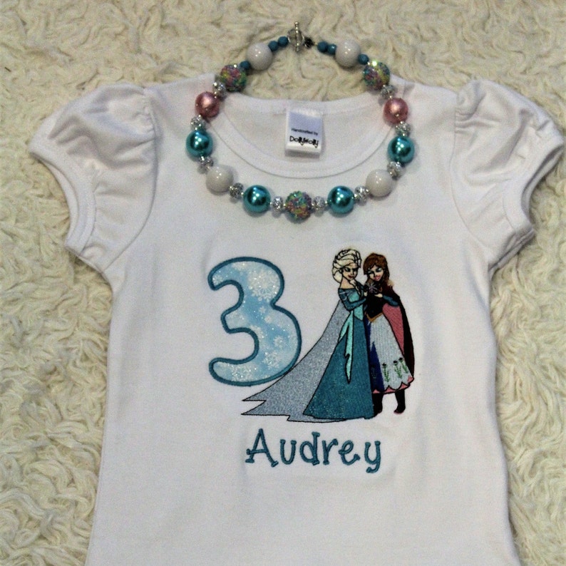 Frozen necklace Anna and Elsa birthday shirt Frozen inspired 3rd birthday shirt personalized girl third birthday Frozen party