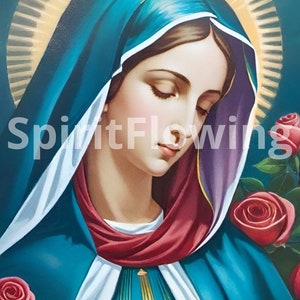 Icona della Madonna - Vergine Maria con Rose - Immagine Sacra