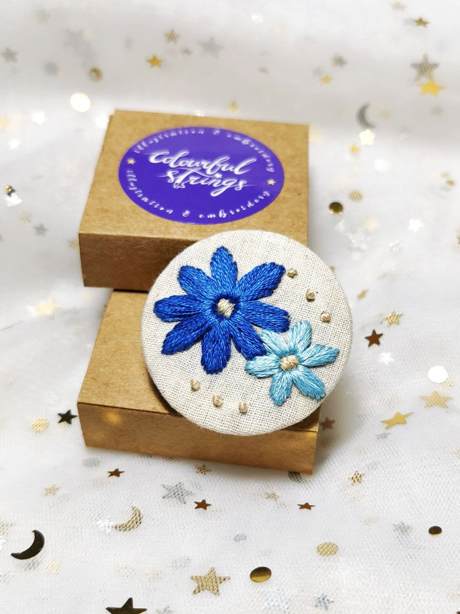 Brooch Badge Blue baby blue flower Etsy