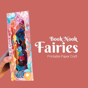 Kit bricolage coin livre fées couleur - modèle de création artistique en couches imprimable en 3D pour adultes, activité de découpe de papier kirigami