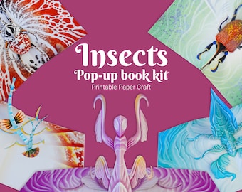 Insects Pop Up Book: Printable Paper Craft Kit (Digital Download)