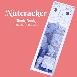 De notenkrakerkleuring papieren boekhoekje afdrukbare kit voor kinderen en volwassenen, knutselidee voor papier om Kerstmis te vieren, 3D-papier snijden