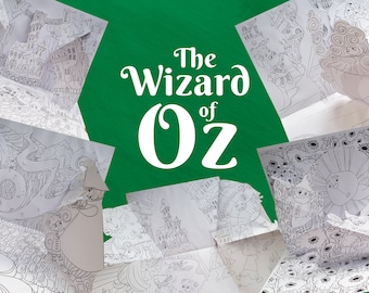 Modello per libro pop-up da colorare il Mago di Oz, creazione di carta 3D, biglietto pop-up fai da te con illustrazioni ispirate a Dorothy e al Mago di Oz