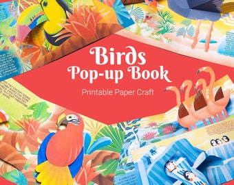 Vögel Pop-Up Buch Kit für Kinder, lehrreiche DIY Papier Handwerk Aktivität, druckbare Kunst und Handwerk Projekt zum Lernen