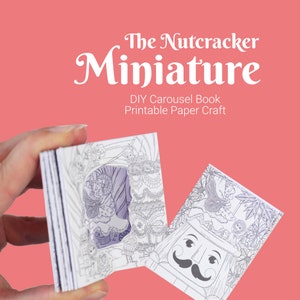 Quebra-nozes para colorir em miniatura, livro faça você mesmo, pequeno artesanato em papel, modelo para impressão para presente de Natal faça você mesmo, atividade complexa de corte de papel