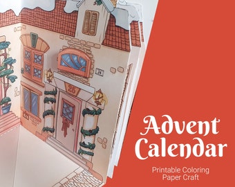Christmas Origami Advent Calendar: Winter Town Paper Craft (Digital Download)