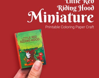 Lavoretti con la carta in miniatura di Cappuccetto Rosso, libro in miniatura, modello stampabile fai-da-te, lavoretti con la carta 3D, libro carosello