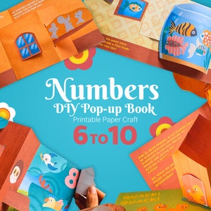 Numeri da 6 a 10 libro pop-up per bambini, crea il tuo kit di carta per libri pop-up, attività fai da te 3D per bambini, pratica delle capacità motorie fini
