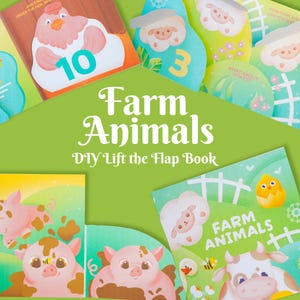 Zahlen und Bauernhof Tiere 1 bis 10 DIY Heben die Klappe Klappbuch für Kleinkinder und Familien, druckbares Papiermodell, digitaler Download