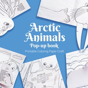 Wintertiere DIY Pop-Up Buch druckbare Vorlage, lustige Papierbastelei für Kinder, einfach zu schneiden und zu falten Projekt