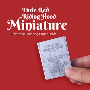 Créations en papier miniatures à colorier Le petit chaperon rouge, livre miniature, modèle imprimable DIY, créations en papier 3D, livre carrousel