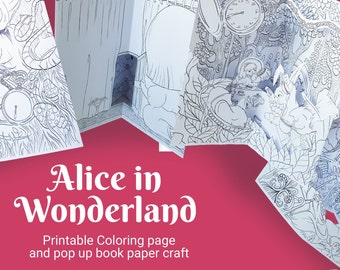 Alice in Wonderland Pop-Up Book: DIY Coloring Pages (Digital Download)