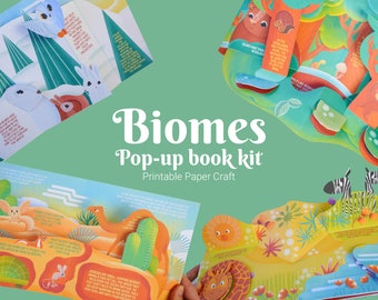 Kit para crear tu propio libro desplegable sobre biomas: Manualidades de geografía en papel (Descarga digital)
