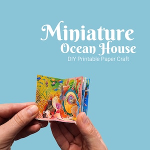 Kit casa di carta in miniatura dell'oceano, modello stampabile, sirene e coralli, colorato lavoretto di carta 3D con animali marini per adulti, taglio dettagliato della carta