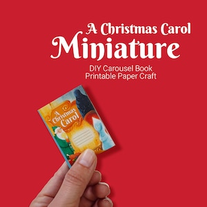 Christmas Carol miniatuur carrouselboek, doe-het-zelf papierpakket, leuke afdrukbare activiteit voor volwassenen, papier cadeau-idee om thuis te maken