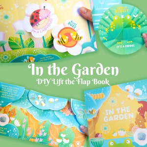 Libro para colorear DIY con solapas para levantar en el jardín para niños, idea de manualidades de papel para tus hijos, libro de peek-a-boo, actividad interactiva para niños