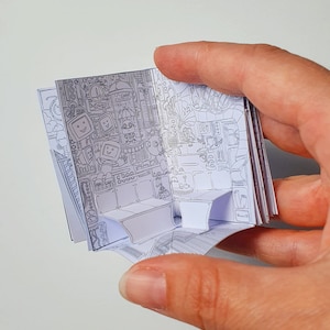 Miniatur-Roboter Papierhaus, Minibuch zum Ausmalen, Miniaturbuch Papierhandwerk, druckbares Vorlagen-Kit, 3D-Origami-Buch Bild 8