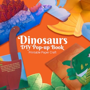 Libro pop-up fai da te sui dinosauri per bambini, idea regalo educativa di carta, modello di piegatura della carta stampabile