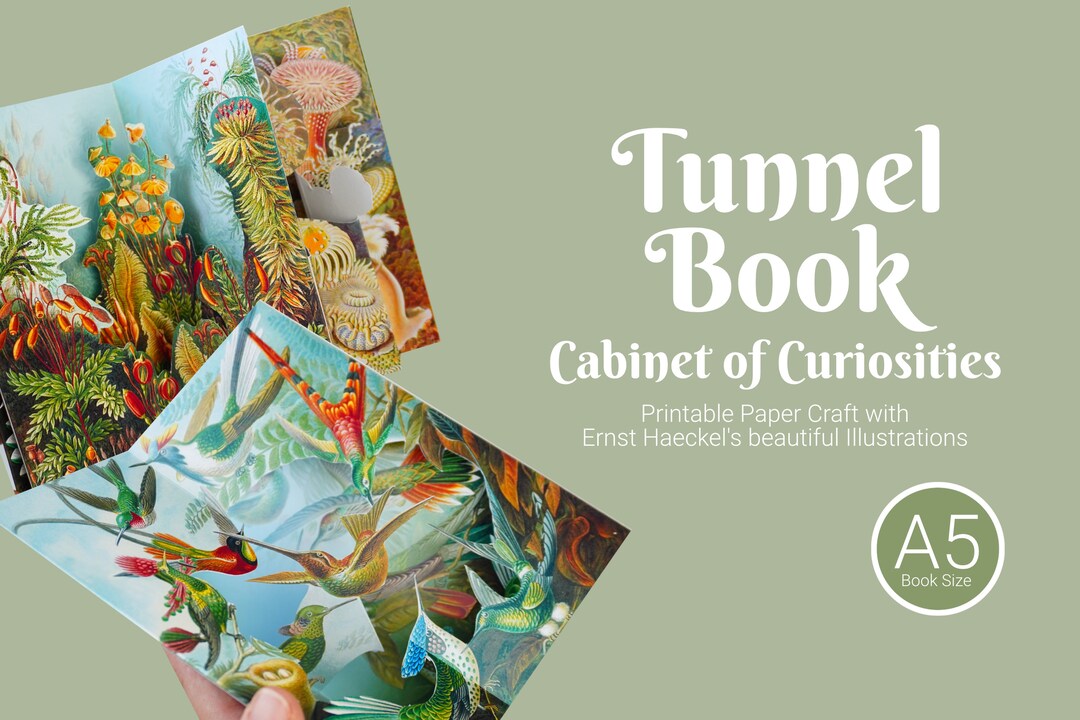 Vintage Illustrations Printable Book Paper Craft for Adults, Tunnel Book DIY Book, Printable ...