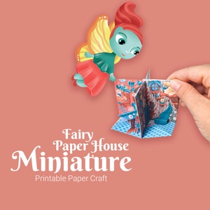 Miniaturowy domek z papieru dla wróżek, szczegółowa aktywność papierowa dla dorosłych, szablon do wydrukowania