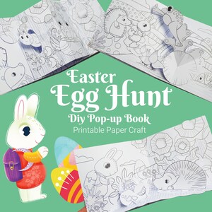 Ostern ausdruckbares Pop Up Buch für Kinder, Eiersuche DIY Buch, Papierbastelset für Kinder, einfach zu machen Pop Up Buch