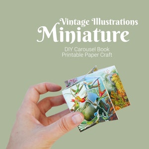 Vintage Miniatur Karussell Buch Papier Handwerk für Erwachsene, 3D Tunnel Buch DIY Buch mit Vintage Illustrationen, printable Vorlage
