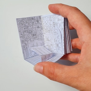 Miniatur-Roboter Papierhaus, Minibuch zum Ausmalen, Miniaturbuch Papierhandwerk, druckbares Vorlagen-Kit, 3D-Origami-Buch Bild 7