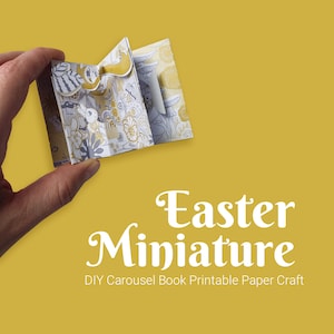 Carrousel de Pâques miniature, lapin de Pâques dans la ville de Pâques, travaux manuels en papier détaillés pour adultes, cadeau fait main