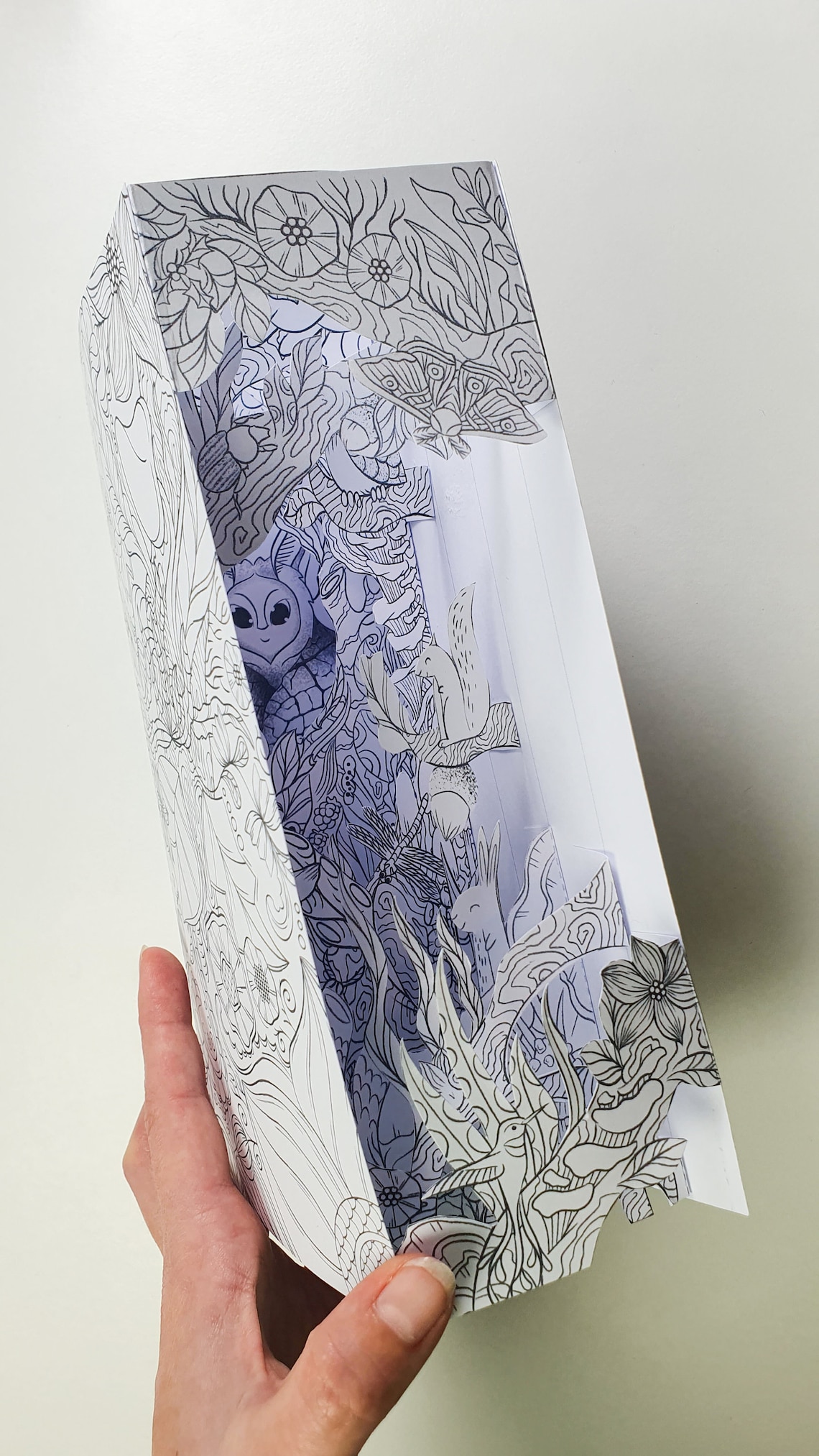 Forest Creatures Coloring Paper Book Nook Kit, Paper Crafting Idea for