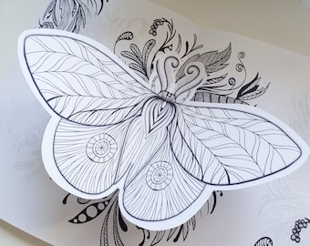 Butterfly Pop Up Card Coloring Page: DIY Printable (Digital Download)