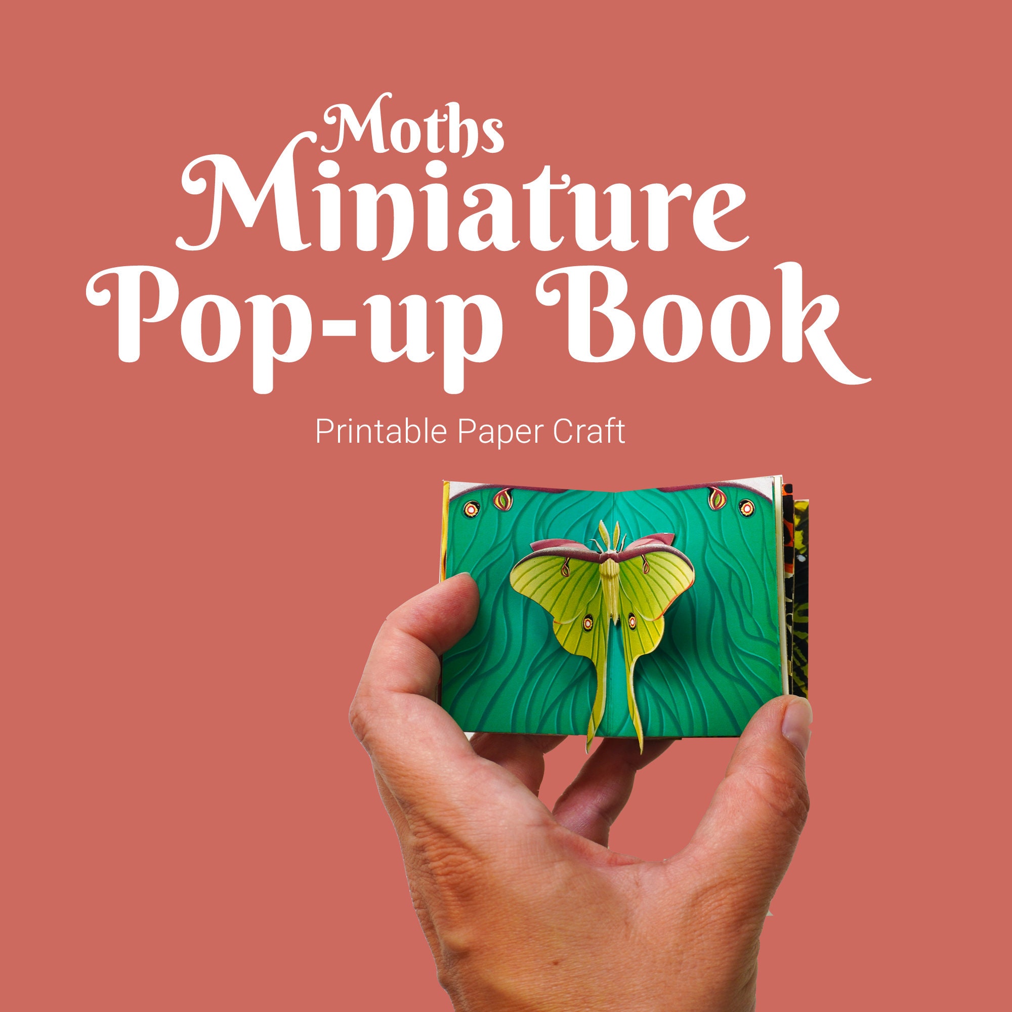 Moths Miniature Pop-Up Book: DIY Paper Craft Template (Digital Download)