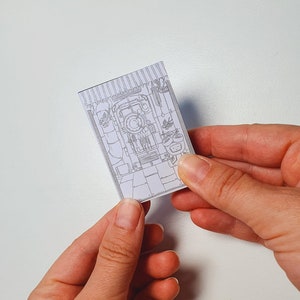 Miniatur-Roboter Papierhaus, Minibuch zum Ausmalen, Miniaturbuch Papierhandwerk, druckbares Vorlagen-Kit, 3D-Origami-Buch Bild 5