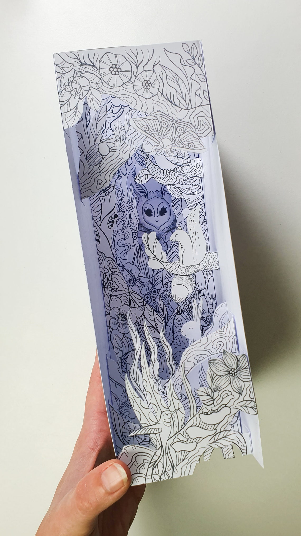 Forest Creatures Coloring Paper Book Nook Kit, Paper Crafting Idea for